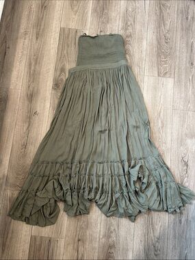 Women’s Olive Green Tiered Maxi Skirt